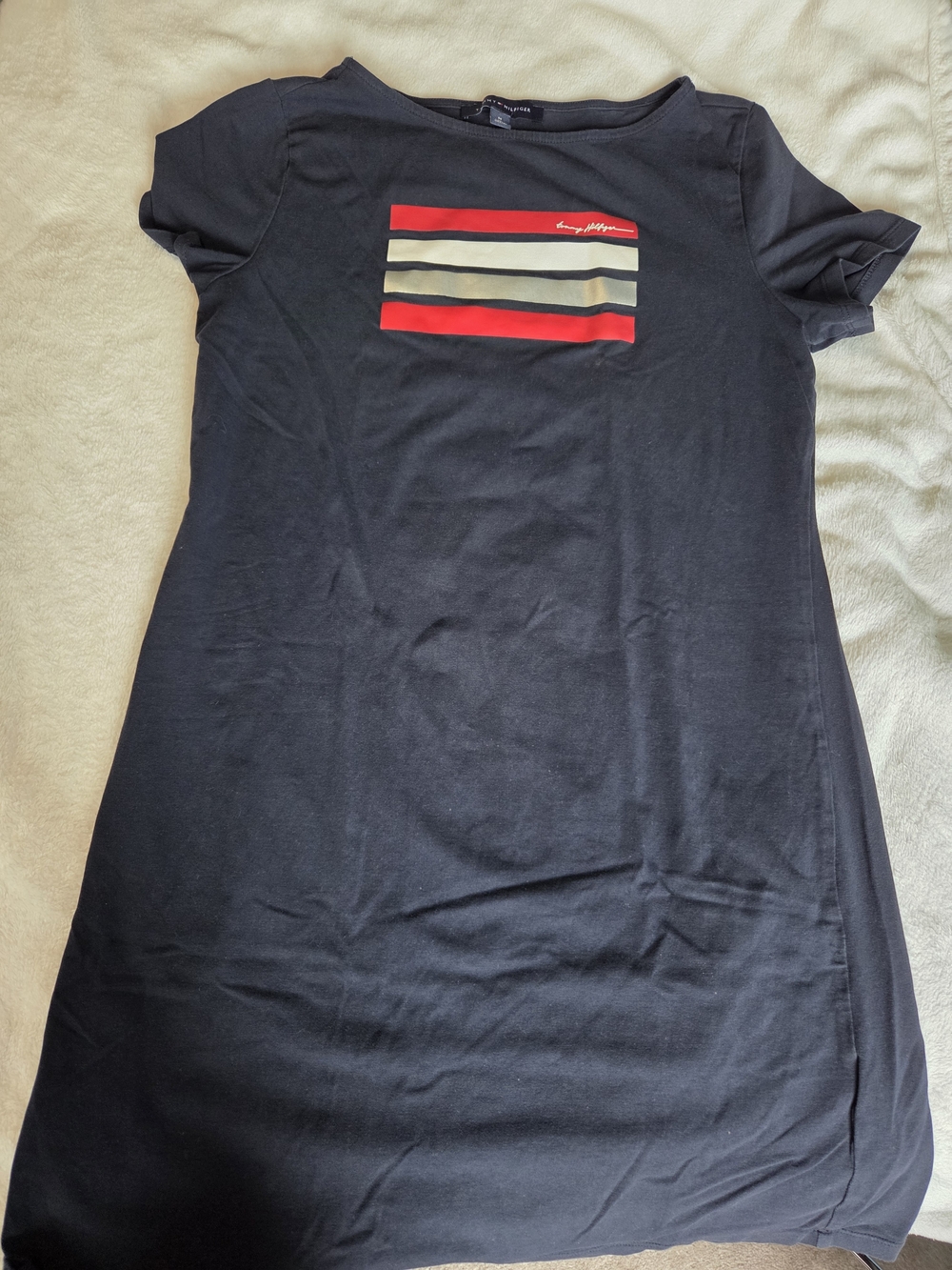 Tommy Hilfiger Black Short-Sleeve Stripe Logo Tee